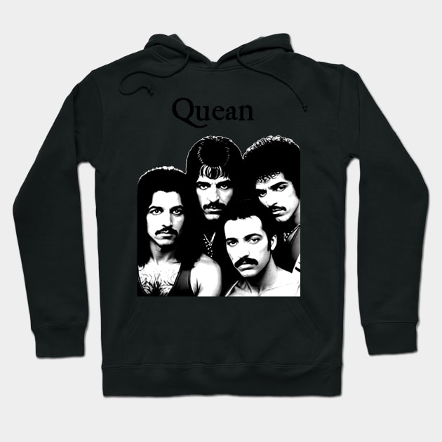 Cursed Classic Rock Band PARODY Funny Off Brand Knock Off Meme (Black & White) Hoodie by blueversion